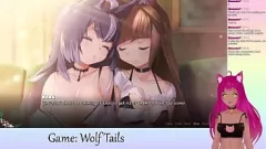 Abspielen Sehen Sie sich LewdNekos heißen Yuri-Hentai-Livestream an: VTuber mit großen Brüsten spielt Wolf Tails Teil 2